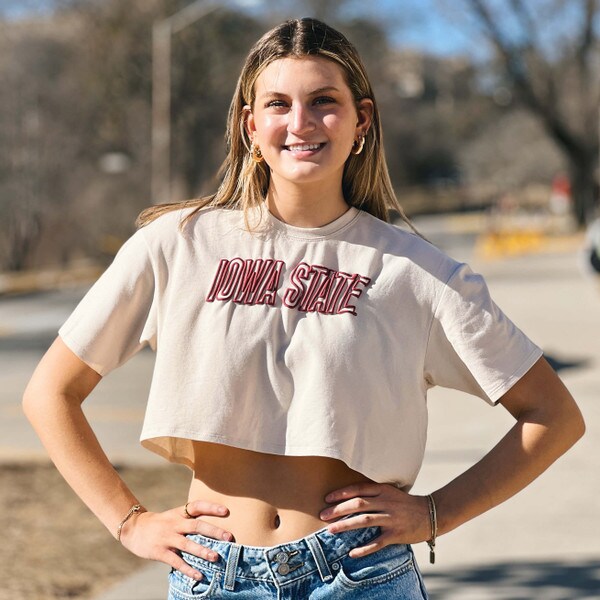 ZooZatz Women's Iowa State Sand Cropped T-Shirt